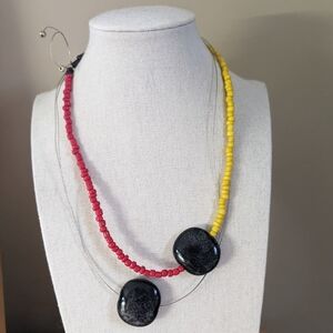 Elegant Black and Yellow Beaded Necklace